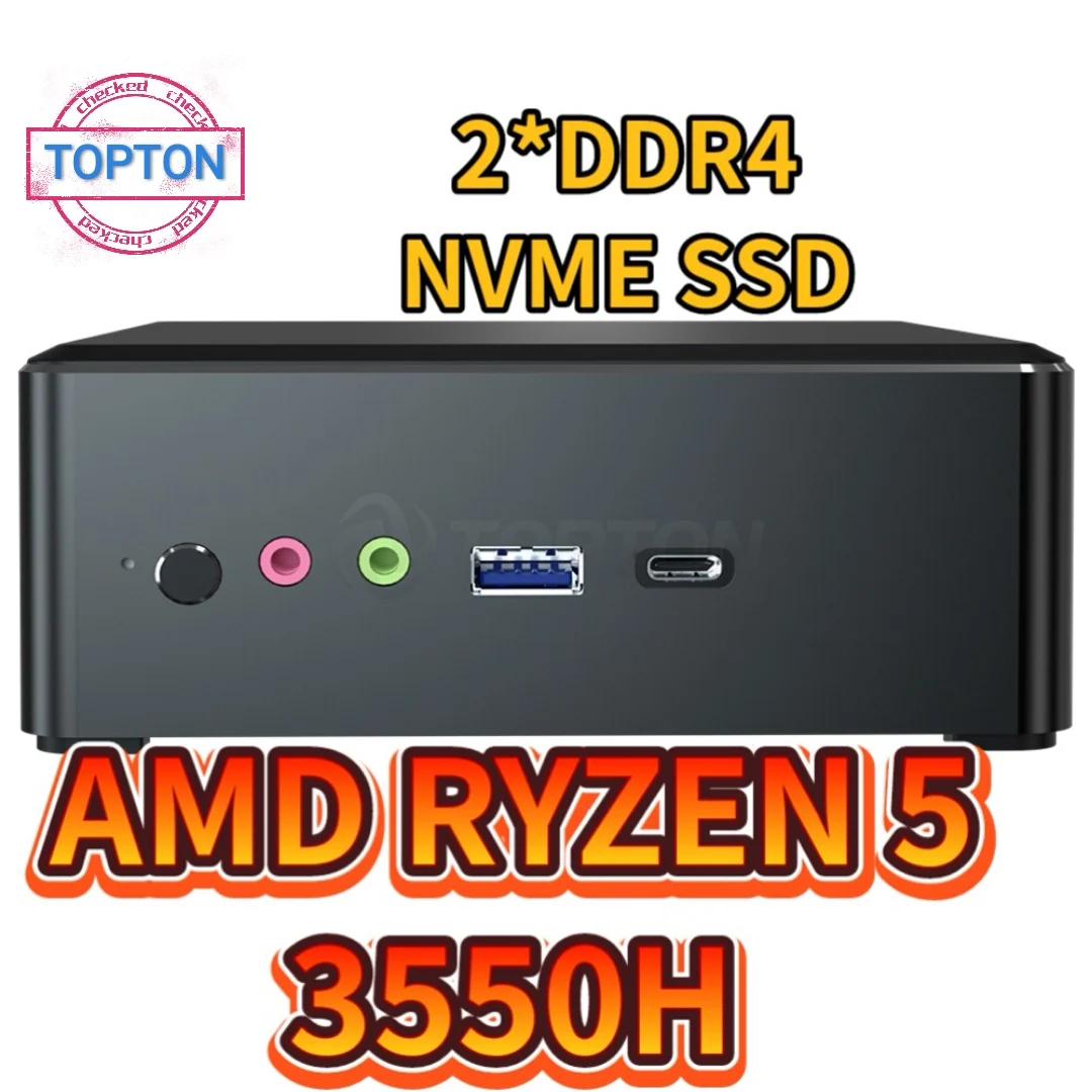 Мини-ПК TOPTON AMD Ryzen 7 2700U 5 3550H Athlon 3150U Vega Graphic 2 * DDR4 M.2 NVMe SSD игровой компьютер с Windows 10