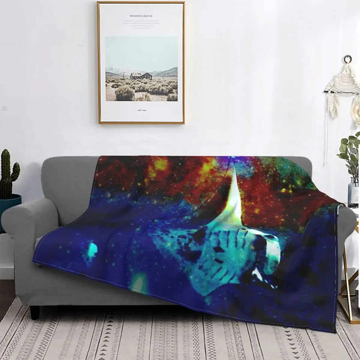 

Super Cosmic Stingray Galactic Blanket Manta Ray Ocean Plush Warm SuperSoft Fleece Throw Blanket For Sofa BedSheet Quilt Travel