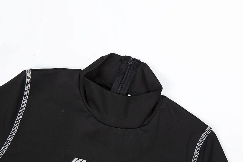 

Fitness Reflective Letters Print Playsuit Sportswear Turtleneck Zipper Biker Shorts Bodycon Rompers Womens Jumpsuit Clothes