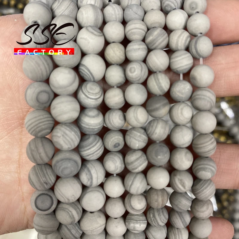 

Matte Natural Gray Line Wood Jaspers Beads Stone Round Loose Spacer Beads For Jewelry Making Diy Bracelet Necklace 6 8 10mm 15''