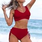 Красный купальник, сексуальные большие купальники, ранние танкини, комплекты, женская пляжная одежда, купальный костюм из двух частей, женский купальный костюм для бассейна