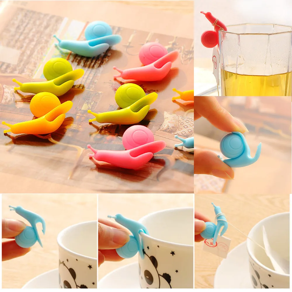 

Mug hanging tool creative cute snail shape silicone tea bag holder cup tea ball tool random color tea strainer