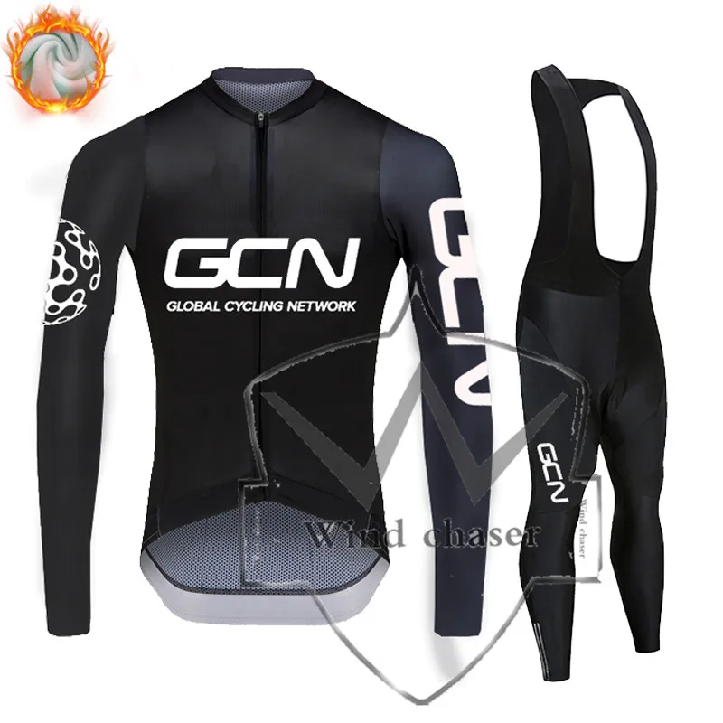 

GCN Team Clothing Winter fleece long sleeve Bike Jersey 19D Pads Mens Quick Dry BICYCLING Maillot Culotte Wear Ropa de ciclismo