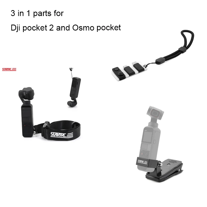 

3 in 1 DJI Pocket 2 accessories Neck Strap Carrying Lanyard Backpack/Bag Clamp Clip IOS Micro B plug Adapter Storage Board