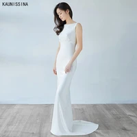 kaunissina mermaid wedding dress sleeveless vestidos de novia elegant bridal dresses backless wedding gowns custumized size