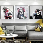 Картина на холсте, с изображением животных, свиньи, собаки, ручная роспись