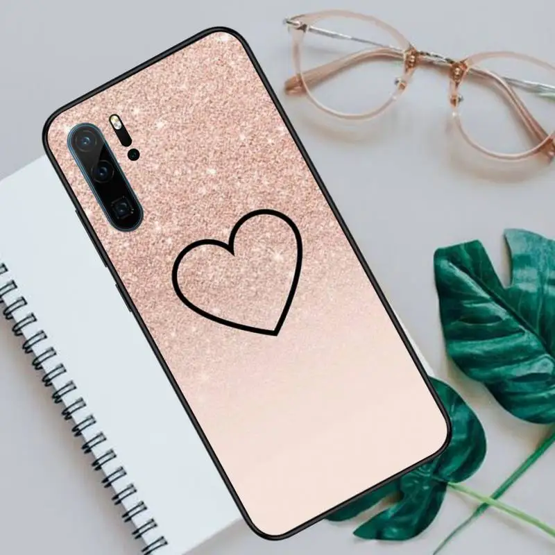 

Golden Rose Glitter Love heart Phone Cases For Huawei honor Mate P 10 20 30 40 Pro 10i 9 10 20 8 x Lite Luxury brand shell