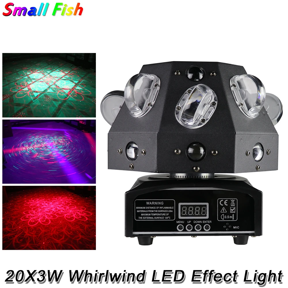 New 20X3W Whirlwind LED RGBW Effect Light DMX512 Stage RG Laser Patterns Projector Disco DJ led Music Party Strobe Lighting