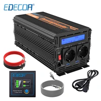 edecoa ups inverter pure sine wave 2500w dc 12v to ac 220v 230v with battery chager remote controller lcd display