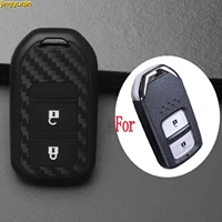 jingyuqin smart remote car key case cover silicone carbon fiber for honda vezel city civic jazz brv br v hrv key case fob 2btn