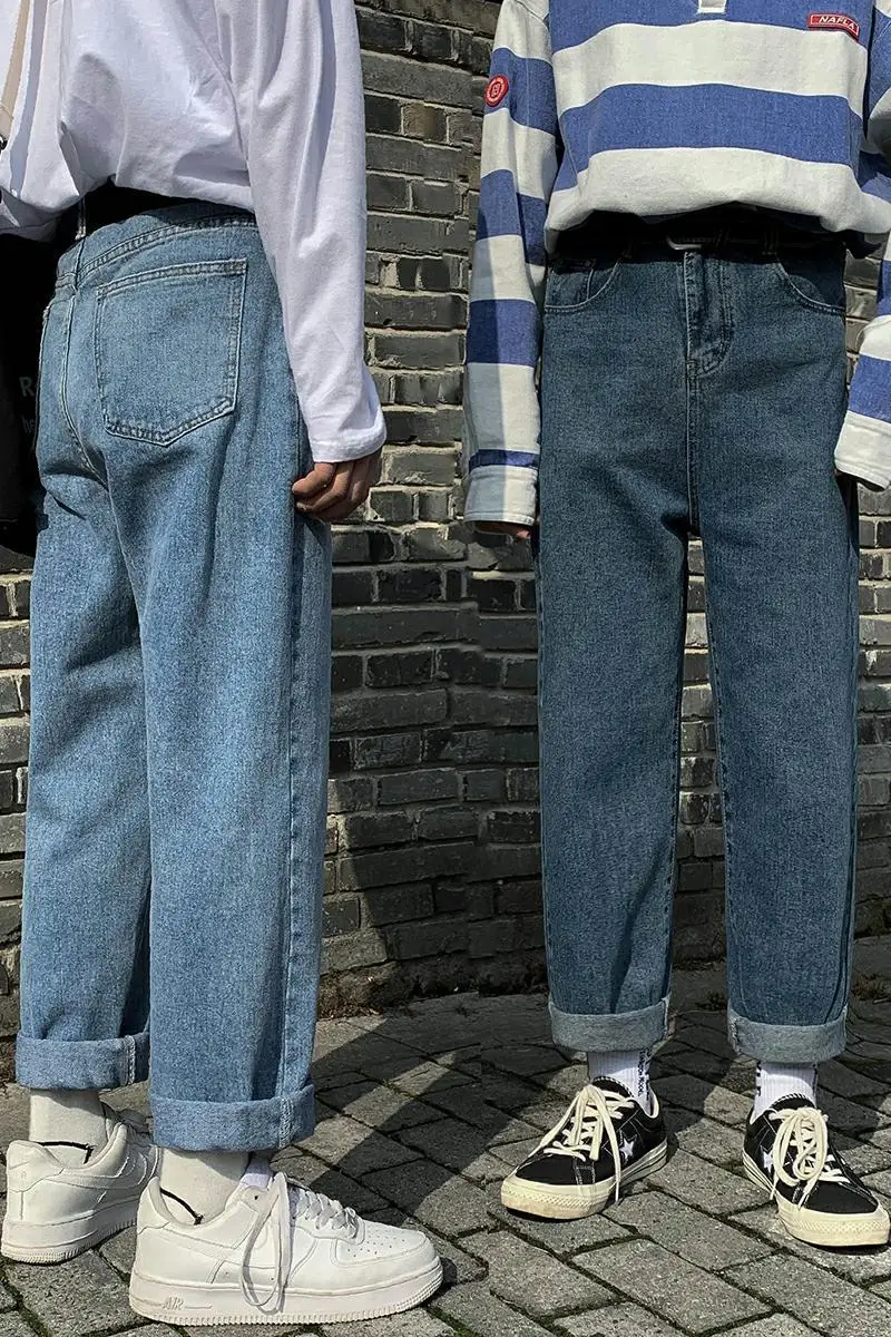 Новинка весна-осень 2020 популярные парные однотонные потертые джинсы для