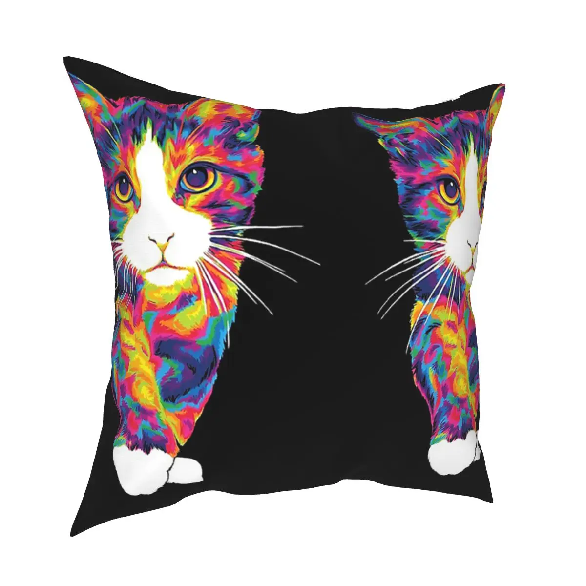 

Милая Радужная кошка, меховая наволочка, тканевая наволочка с принтом, Женская квадратная наволочка 45x45 см, наволочка, домашний декор