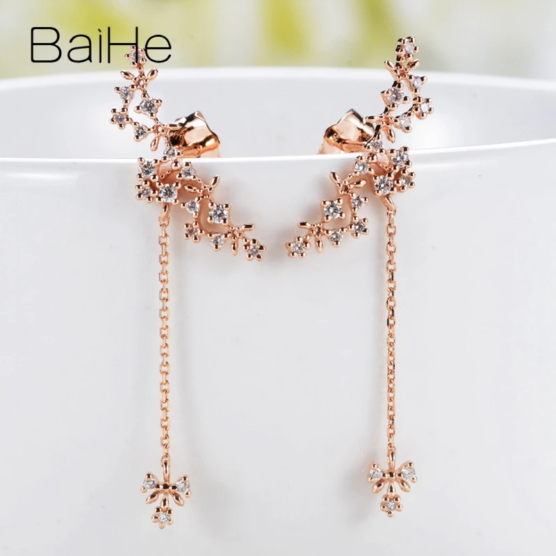 Серьги-гвоздики из 18-каратного розового золота с натуральными бриллиантами H/SI |