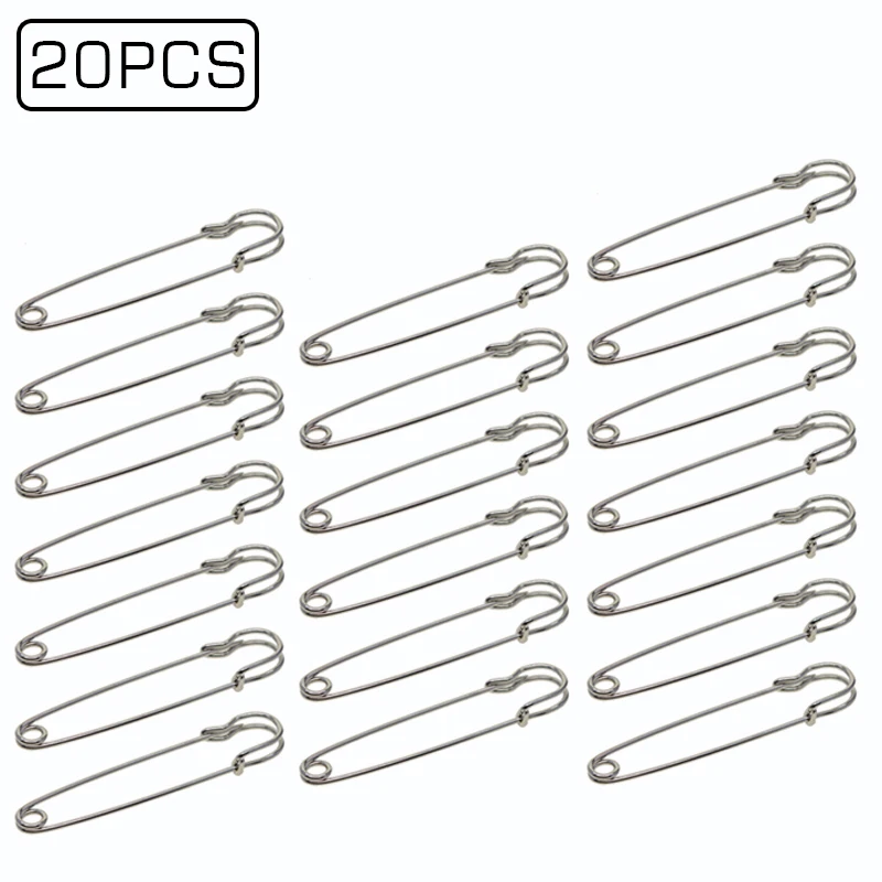 

20pcs Safety Pin Iron Silk Scarf Buckle Brooch Big Utility Hook Supply Kit Set