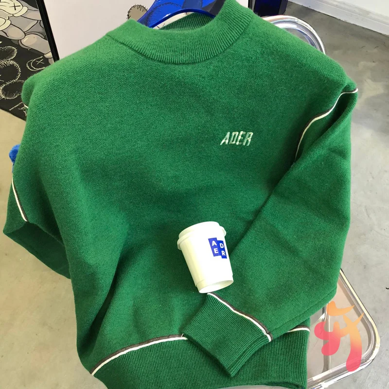 

Свитер ADER ERROR для мужчин и женщин, мужской шерстяной пуловер контрастной расцветки с буквенной вышивкой, Свободный Повседневный свитер ...