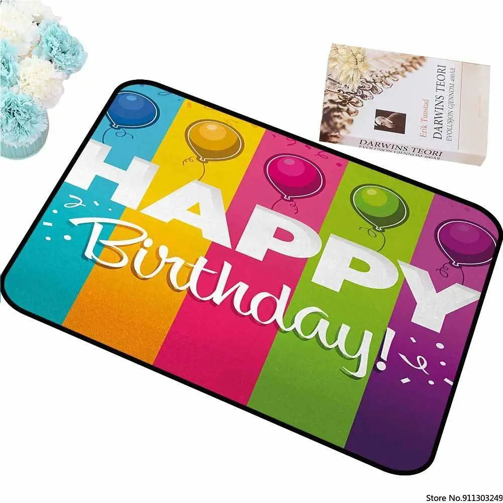 Тонкий коврик у входной двери на день рождения праздник вертикальный яркими