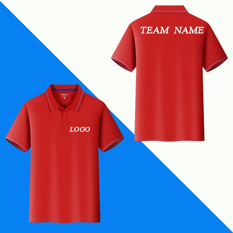 POLO shirt 8-color custom logo short-sleeved business sports and leisure all-match lapel printing DIY brand text | Мужская одежда