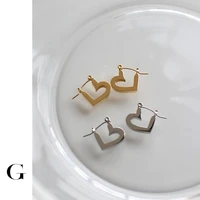 ghidbk korean fashion trend stainless steel earrings love heart metal womens earring street style glossy jewelry