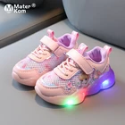 Кроссовки Детские светящиеся, дышащие, со светодиодной подсветкой, для принцесс, обувь для начинающих ходить детей, размеры 21-30