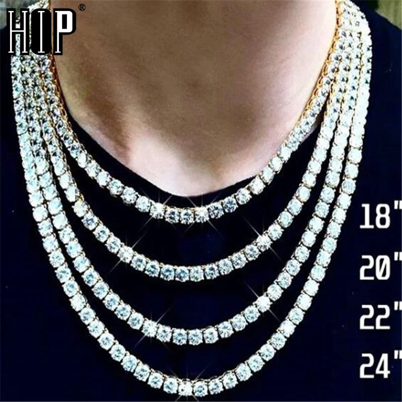 В стиле хип хоп 1 ряд теннис цепи AAA CZ камень 3/4/5/6 мм Bling из Кубического циркония
