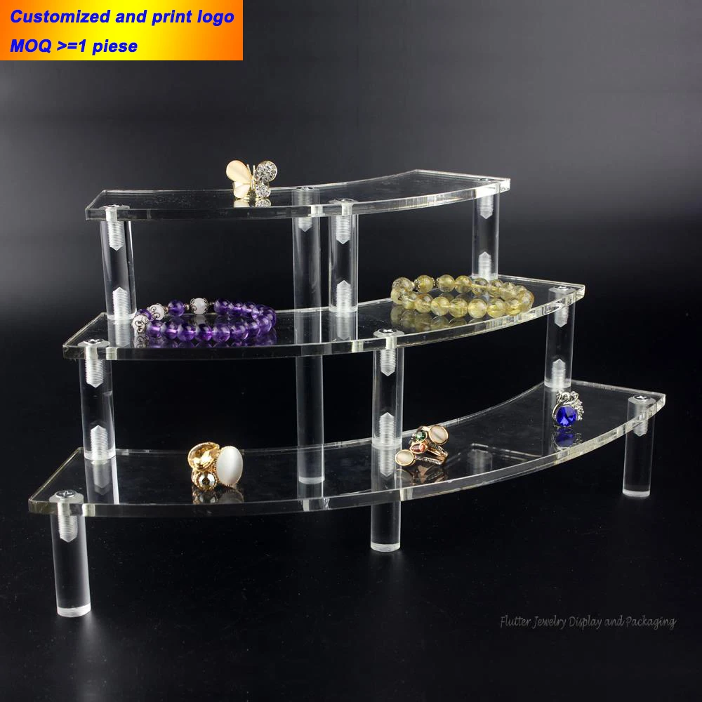 

High Quality Acrylic 3-Layer Jewelry Display Desktop Bracelet Holder Necklace Showing Rack Ring Showcase Watch Display Stand