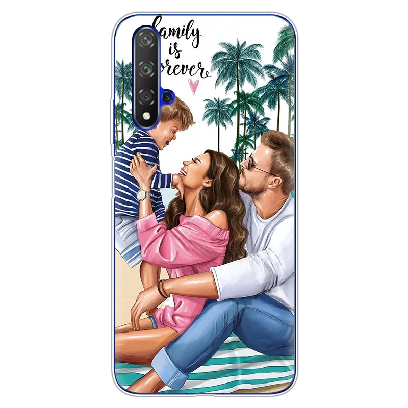 0cyijiar Модные черно-коричневые накладки для мамы и дочки, для huawei Honor 20, чехол s 6,2", мягкие чехлы из ТПУ для huawei Honor 20 Pro, чехол - Цвет: 0cyijiar