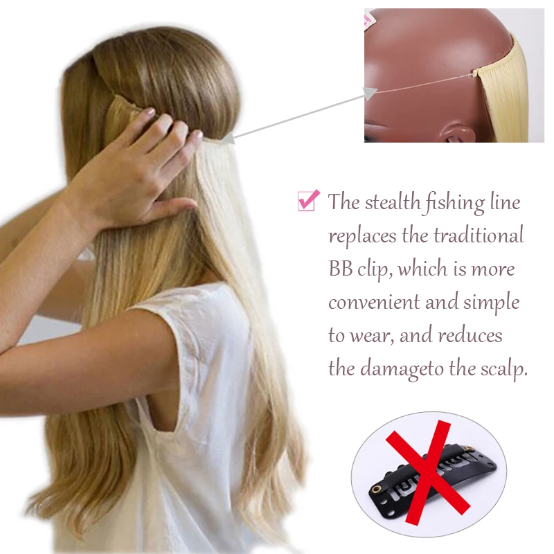 Женские прямые волосы AILIADE пряди из синтетического волокна 22 дюйма без зажимов |