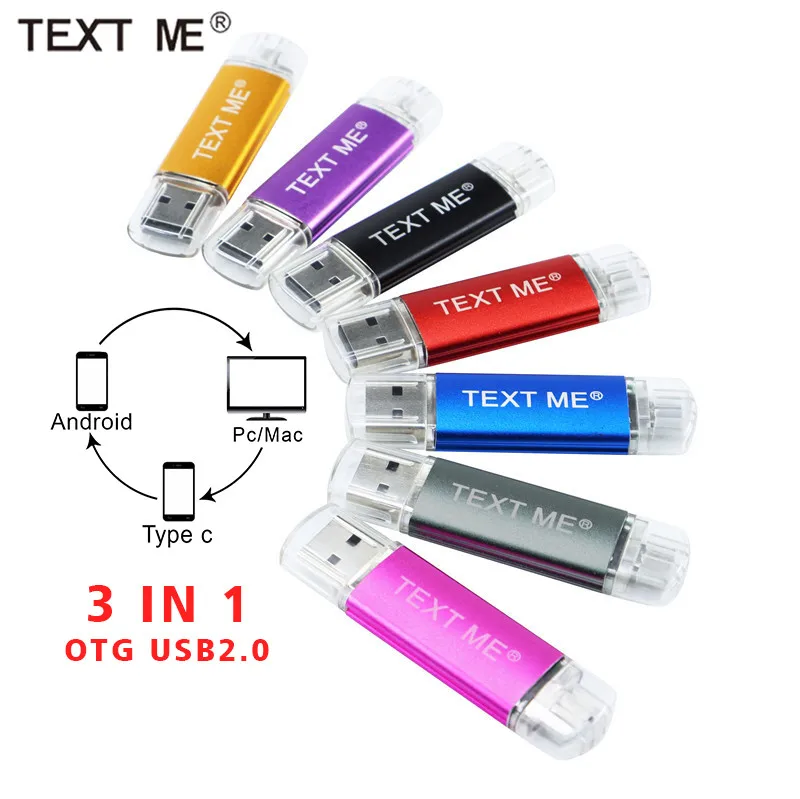USB флеш накопитель TEXT ME 64 ГБ usb2.0 3 в 1 OTG 4 8 16 32 OTG|USB флэш-накопители| |