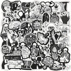 103050pcs cool black and white gothic skull stickers aesthetic laptop bike skateboard waterproof graffiti sticker pack kid toy free global shipping