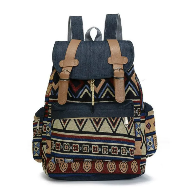 

2023 Fashion High Quality Bohemian Backpacks Vintage Women Canvas Backpack Ethnic Travel Bags for Teen Girls Schoolbag Rucksack