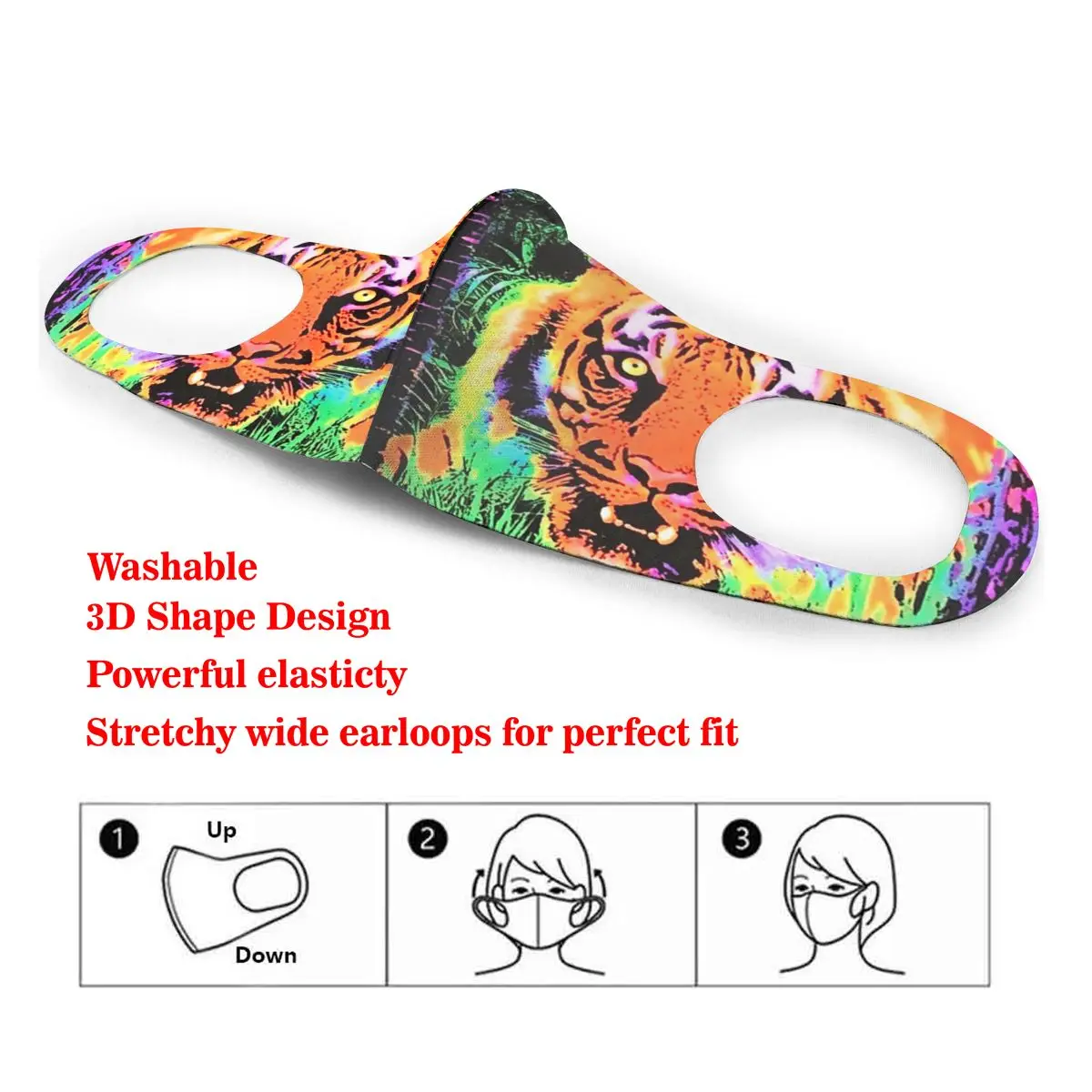 

Dust Mask Jungle Tiger Blacklight Mouth Face Mask for Adult Kids Windproof Washable Reusable