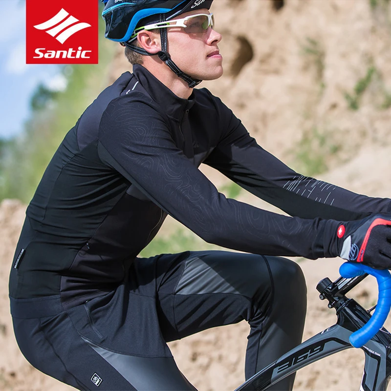Мужская зимняя велосипедная куртка Santic с длинным рукавом и защитой от