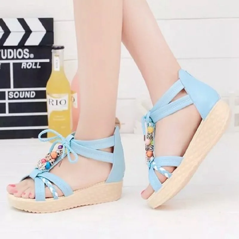 2019 новые летние женские сандалии в Корейском стиле Харадзюку на плоской подошве