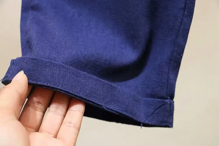 

plus size Cotton Elastic waist Solid blue Beige women loose pants 2020 new spring autumn casual ladies pants female trousers