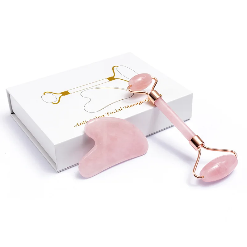 

Natural Jade Stone Face Lift Body Skin Relaxation Slimming Beauty Neck Thin Tool Facial Massage Roller Guasha Board Double Heads