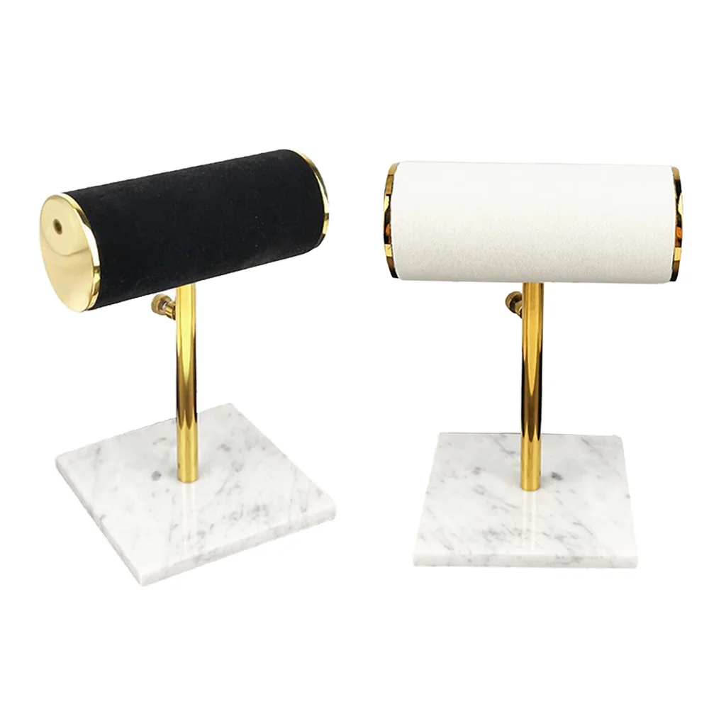 

Stable Marble Base Velvet T-Bar Bracelet Watch Jewelry Display Stand Rack for
