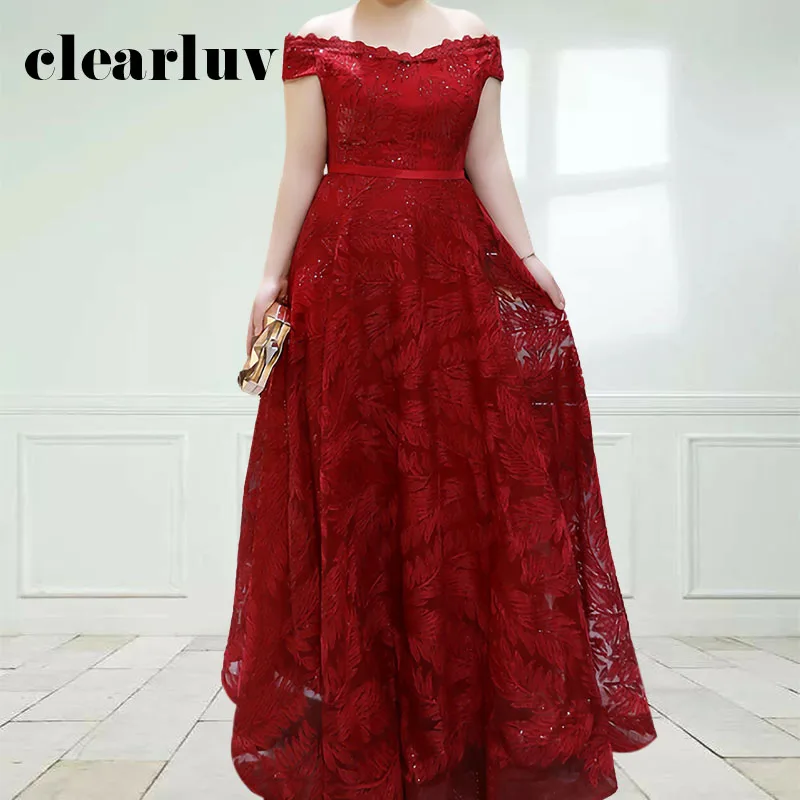 Женское вечернее платье с блестками длинное Бордовое открытыми плечами