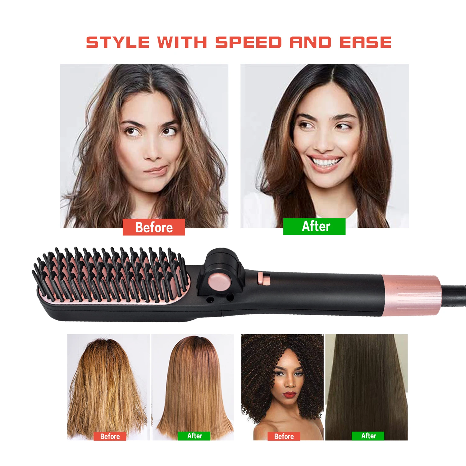 

Выпрямитель для волос для бороды, гребень для мгновенного укладки, улучшенная Ионная Щетка для мужчин, машинка для стрижки волос, разглажив...