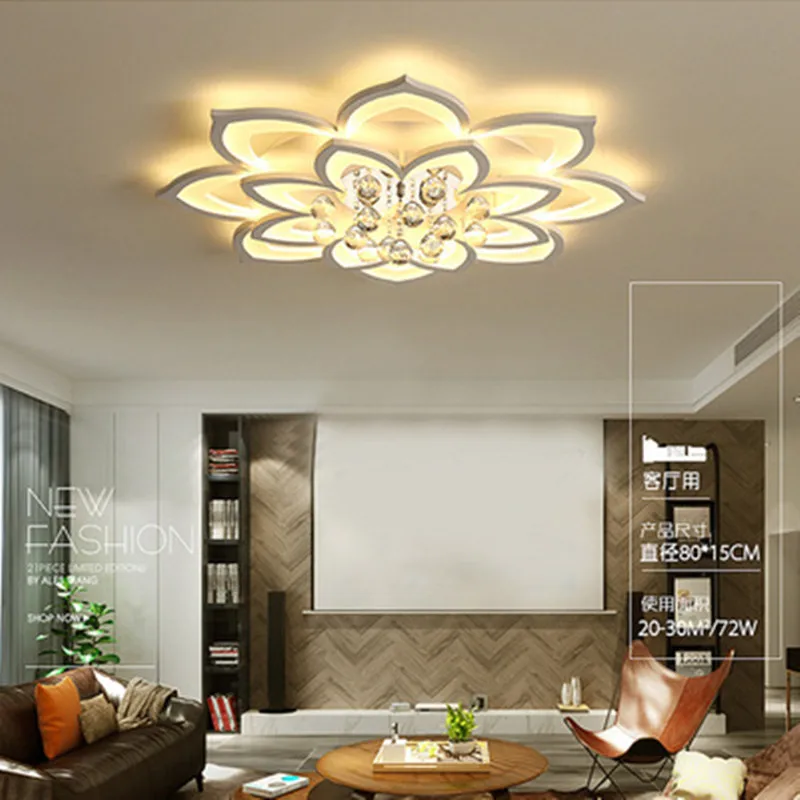 Люстра потолочная светодиодная с кристаллами роскошный светильник в виде лотоса