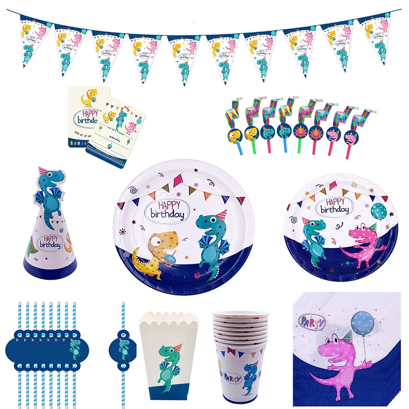Динозавром из мультфильма тема одноразовые на день рождения вечерние посуда