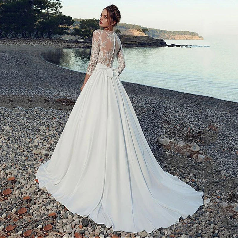 

Hi Shy Bridal New simple wedding dress backless sleeveless design chiffon lace bride dresses princess dress plus size 2021