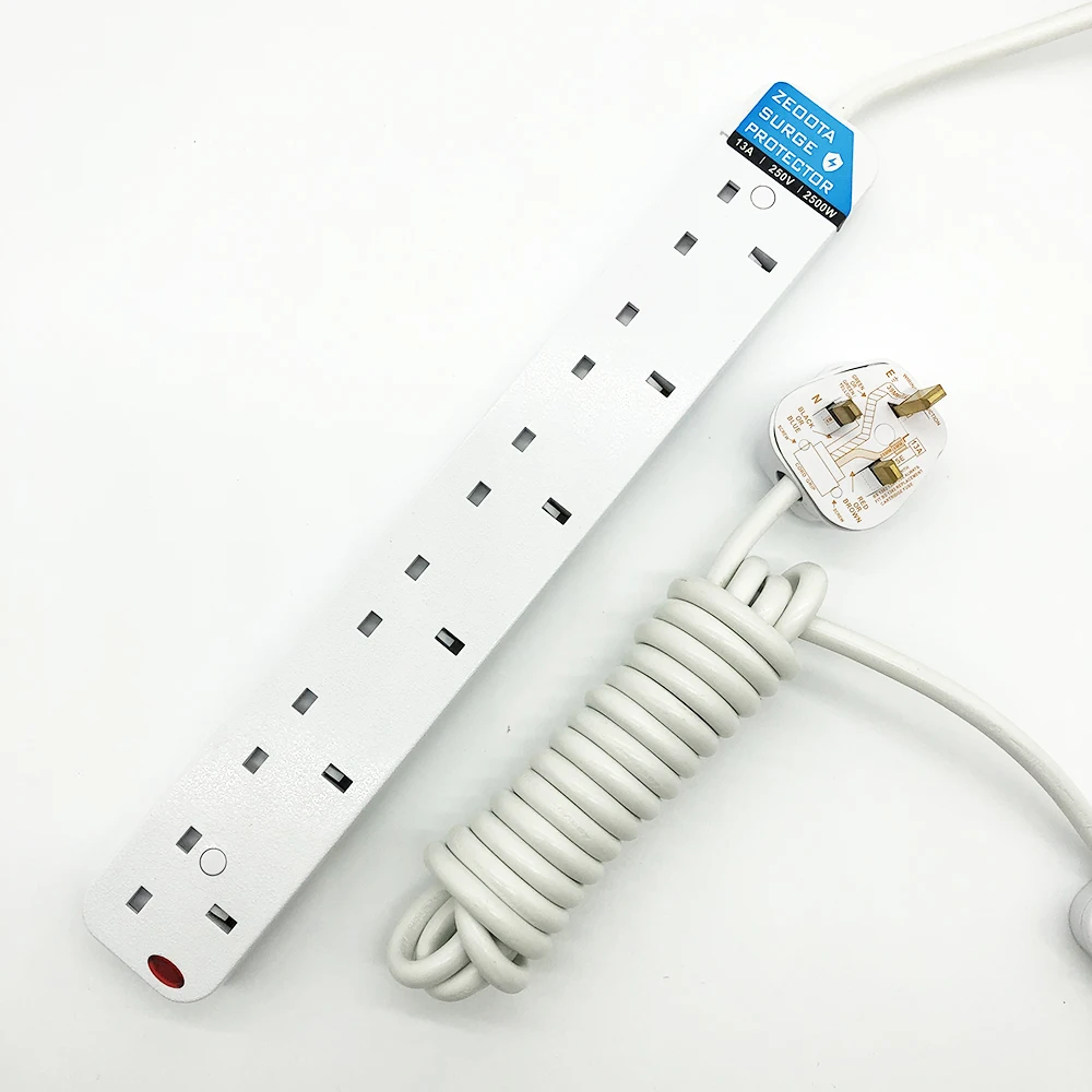 Удлинитель питания на 2/3/4/5/6 розеток переменного тока Великобритания защита от