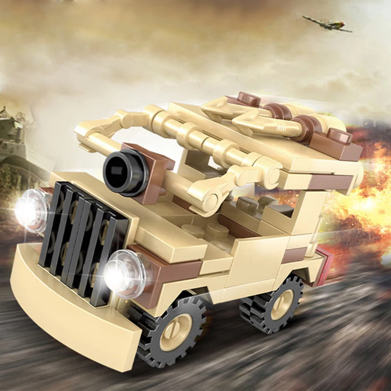 390PCS 8in1 Military Building Blocks Army Series Armed Forces Fighter Landing Craft Radar Car Battleship Bricks Boy Toys | Игрушки и