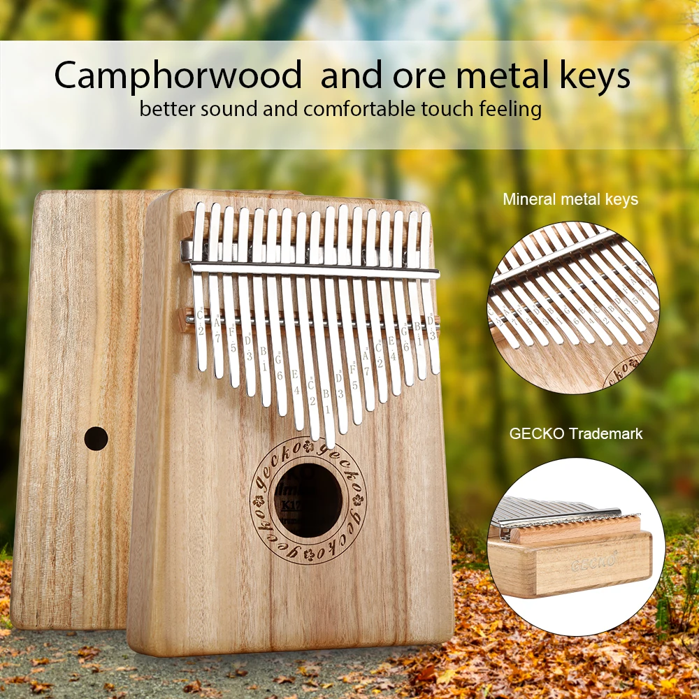 Gecko Kalimba игрушечное пианино 17 клавиш твердое камфоры дерева тела музыкальный