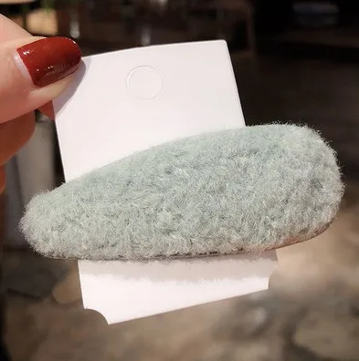 3pcs green Новинка, 3 шт./комплект, корейские зимние мягкие плюшевые принадлежности для волос для девочки, женские заколки для волос с искусственным мехом, заколки для девочек, заколки для волос - Цвет: 3pcs green