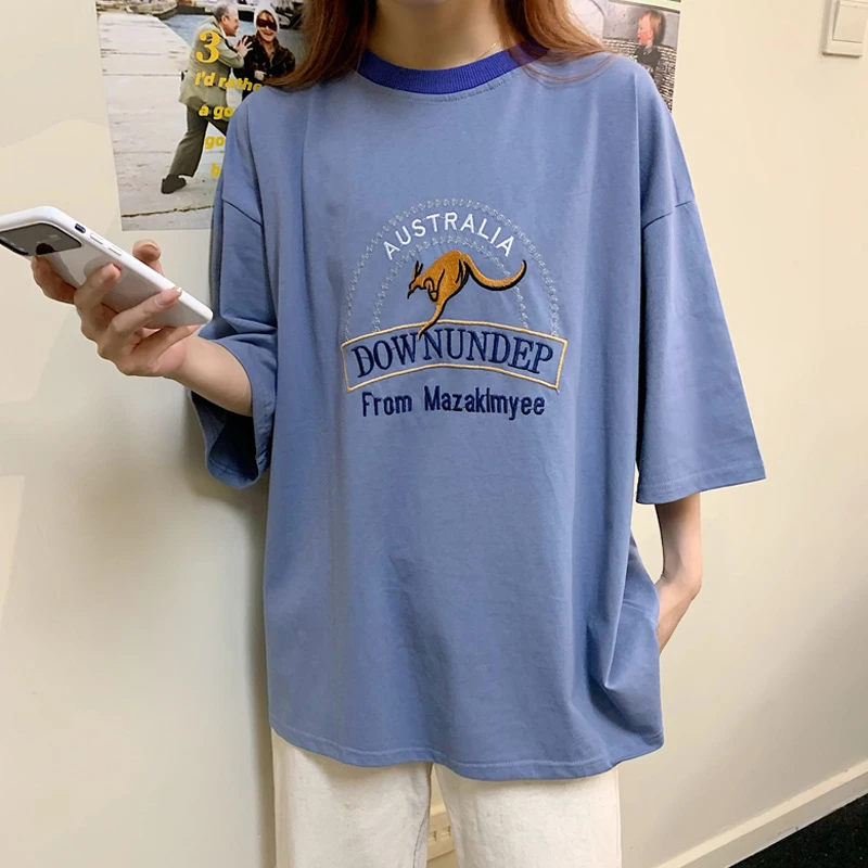 

Hirsionsan O Neck Cotton T Shirt Women 2020 New Summer Hot Letter Printed Short Sleeve Tees Korean Kawaii Oversized Female Tops