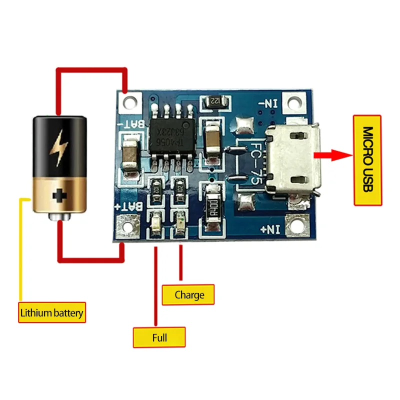 

Micro USB 5V 1A 18650 TP4056 Lithium Battery Charger Module Charging Board With Protection Dual Functions 1A Li-ion Dropship