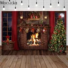 Фон для фотосъемки с изображением зимнего камина деревянной доски окна рождественской елки Декор для детской портретной фотостудии