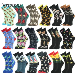 Носки мужские из чесаного хлопка, качественная Повседневная Уличная одежда, смешные цветные милые носки с изображением животных, еды, в стиле хип-хоп