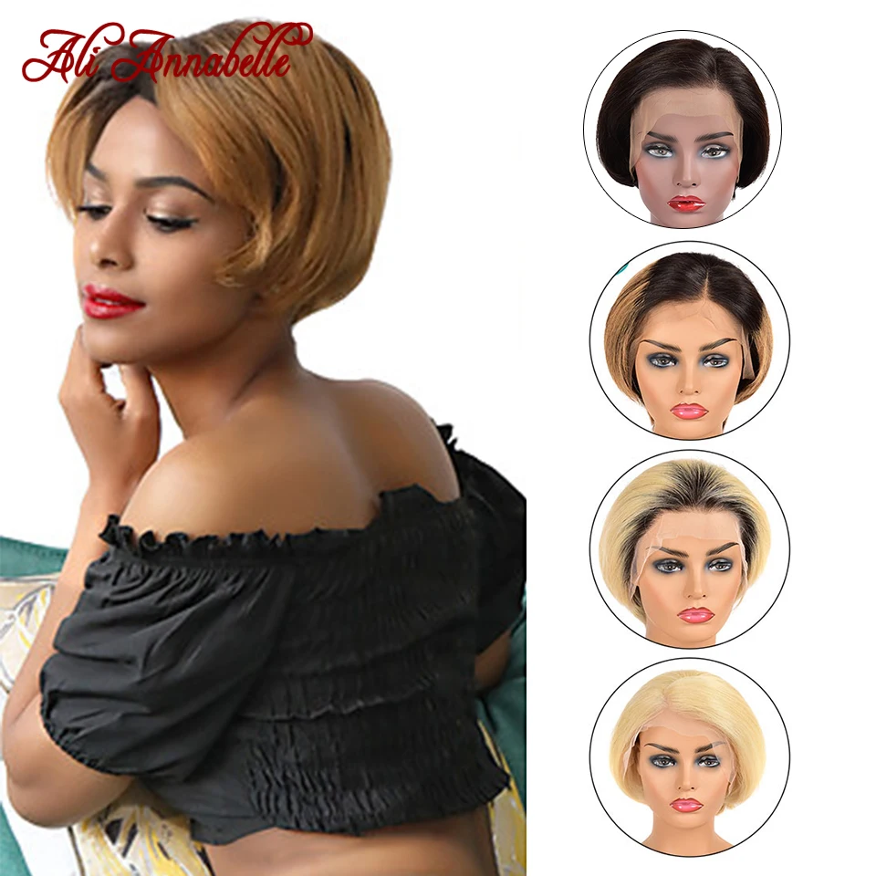 Короткий прямой парик из бразильских человеческих волос с тупым вырезом|Парик